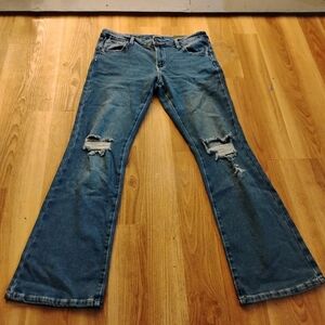 NWT Wild Fable Blue Distressed Flare Jeans